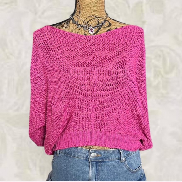 Meo Meli Pink Knit Slouchy Sweater - Picture 1 of 3